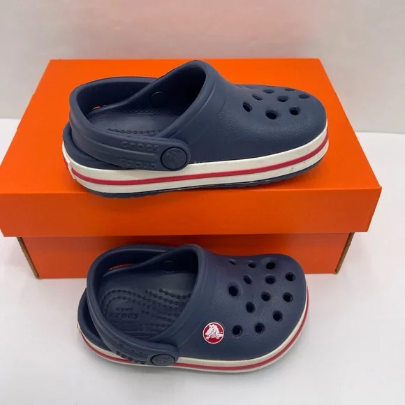 CROCS Kids Navy Blue Slippers - Picture 2 of 16